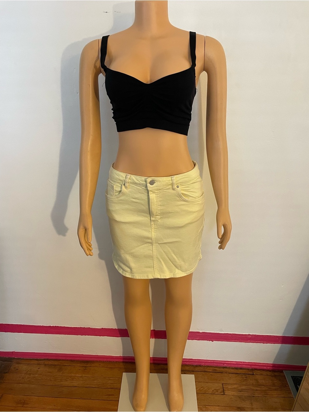 Zara Authentic Denim by TRF Yellow Mini Skirt | Size L